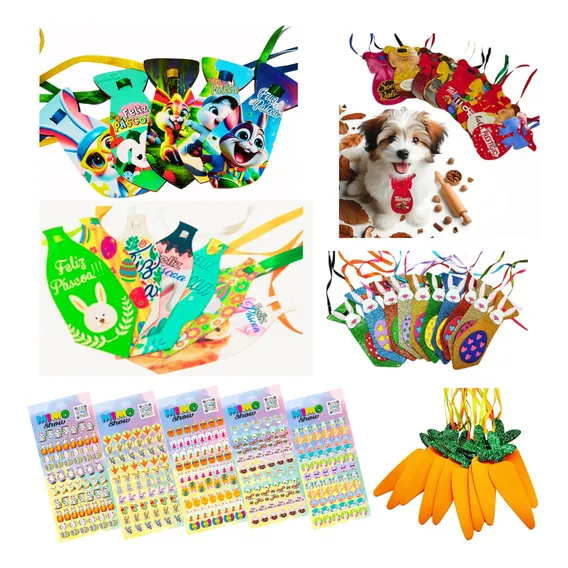 Kit 367 Gravatas Adesivos Pascoa Pet Stickers Banho E Tosa Foto 1