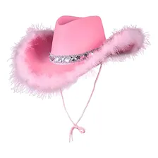 Kit 3un Chapéu Cowboy Rosa Óculos Lenço Country Pluma Festa Foto mini  2