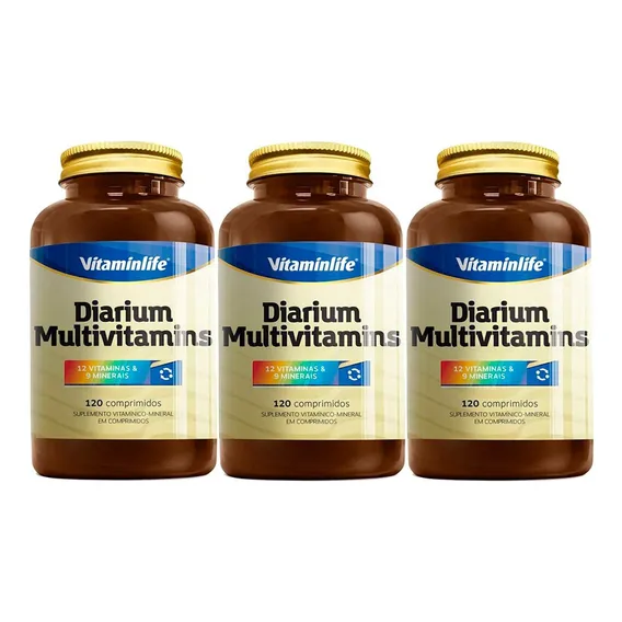 Kit 3x Diarium Multivitamínico 120 Cápsulas Vitaminlife Sabor Sem Sabor Foto 1