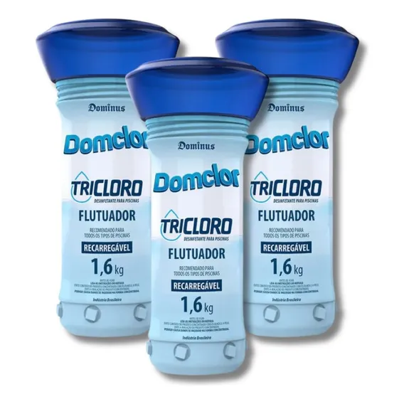 Kit 3x Flutuador Clorador Tricloro Piscinas 1,6kg - Domclor Foto 1