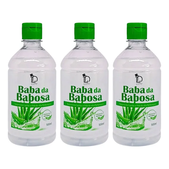 Kit 3x Gel Babosa Natural 500ml Lord Para Cabelos E Pele Foto 1