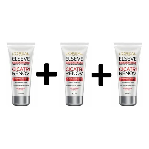 Kit 3x Leave In Tratamento Elseve Loreal Paris Cicatri Renov Foto 1