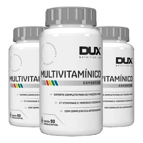Kit 3x Multivitaminico 90 Cápsulas Vitaminas - Dux Nutrition Sabor Sem Sabor Foto 1