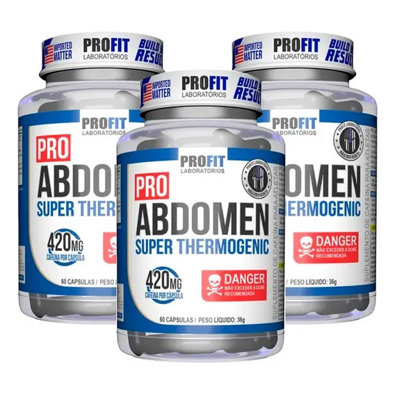 Kit 3x Pro Abdomen 420mg - 60caps - Profit Sabor Sem Sabor Foto 1