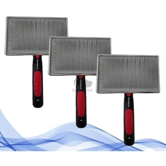 Kit 3x Rasqueadeiras Plana G Cerdas 13mm Precision Edge Pet Cor Vermelho Foto 1
