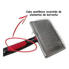 Kit 3x Rasqueadeiras Plana G Cerdas 13mm Precision Edge Pet Cor Vermelho Foto mini 4