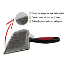 Kit 3x Rasqueadeiras Plana G Cerdas 13mm Precision Edge Pet Cor Vermelho Foto mini 3