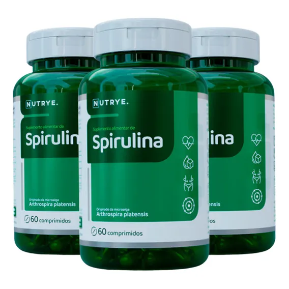 Kit 3x Spirulina 1000mg 60 Comprimidos Sabor Natural Foto 1