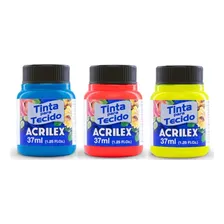 Kit 3x Tinta Para Tecido Fluorescente Acrilex 37ml - Escolha Foto  mini 1