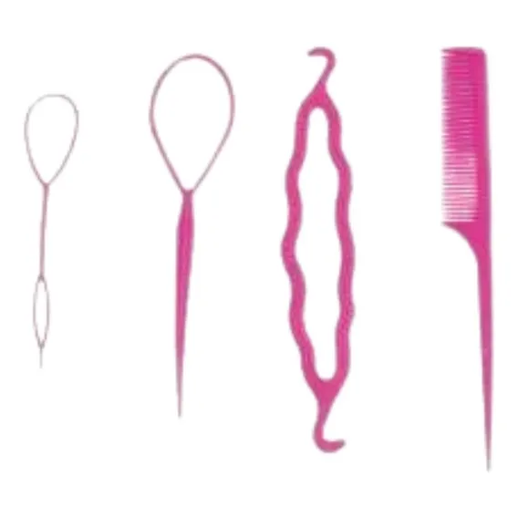 Kit 4 Acess贸rios Para Penteados Multiuso Rosa Foto 1
