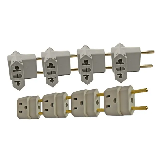Kit 4 Adapatador T De Tomada + 4 Adaptador Saida 3p Para 2p 110V/220V Foto 1