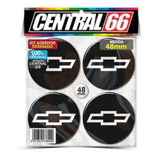 Kit 4 Adesivos Resinados Roda 48mm Chevrolet Logo Preto Foto mini 1