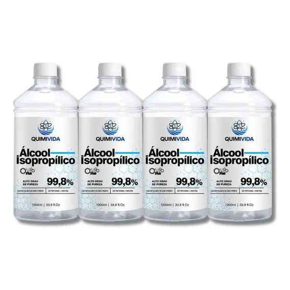 Kit 4 Álcool Isopropilico 1 Litro Limpa Tela Foto 1