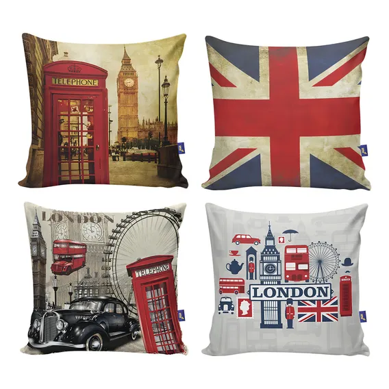 Kit 4 Almofadas 40x40 Com Enchimento Londres Foto 1