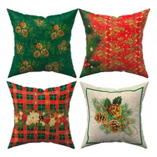 Kit 4 Almofadas Cheias Natal Fim De Ano 45 X 45cm Com Refil Foto  mini 1