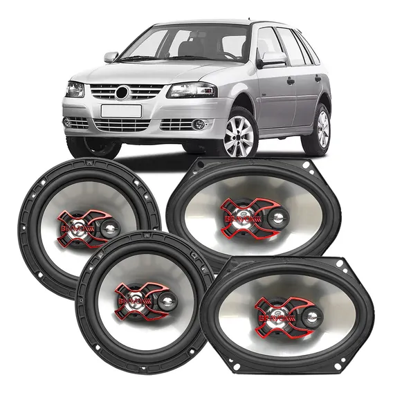 Kit 4 Alto Auto Falante Gol G2 G3 G4 6 Pol. + 5x7 Cor B3x60x+b3x57x Foto 1