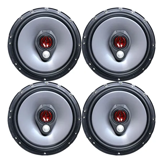 Kit 4 Alto Auto Falantes Bomber Bbr 6+6 Polegadas Som 200w Cor Preto E Vermelho Foto 1