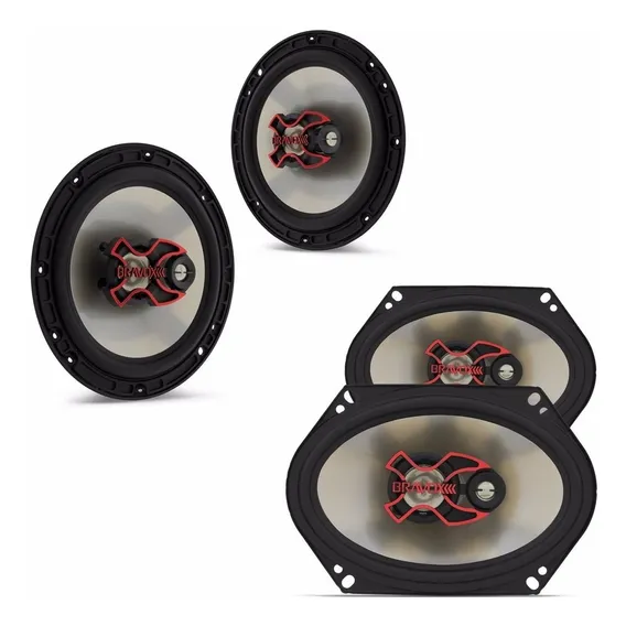 Kit 4 Alto Auto Falantes Bravox B3x60x 6 + 5x7 Pol B3x57x Cor Preto Foto 1