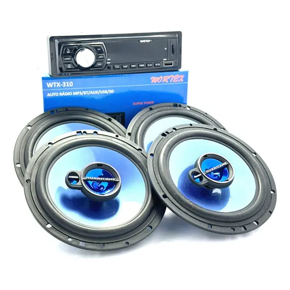 Kit 4 Alto Falantes 6 Polegadas Com Rádio Mp3 Som Automotivo Foto 1