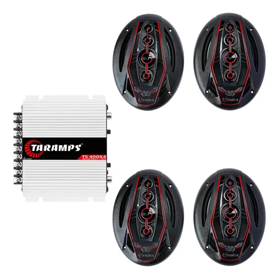 Kit 4 Alto-falantes 6x9 Bomber 350w + Módulo Taramps Ts400 Cor Preto Foto 1