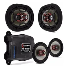 Kit 4 Auto Falante Bravox 6x9 + 6 Pol + Modulo Tl500 Taramps Cor Prateado Foto mini 1