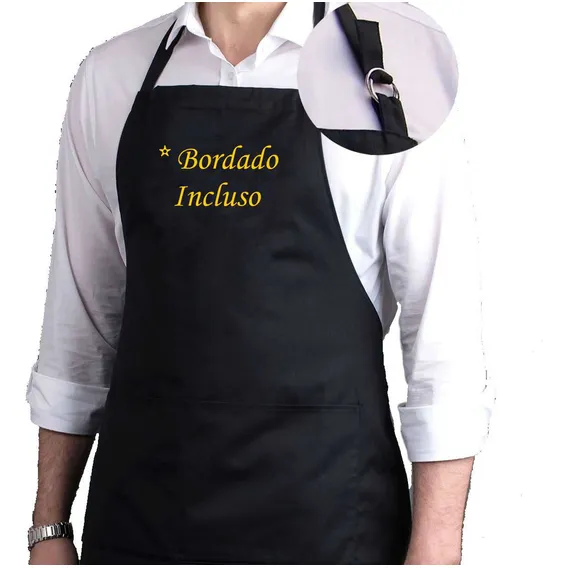 Kit 4 Aventais Oxford Personalizado *bordado Churrasco Bar Cor Preto Desenho Do Tecido Liso Foto 1