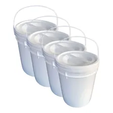 Kit 4 Baldes Plásticos 12l C/ Tampa E Lacre - Branco Foto  mini 1