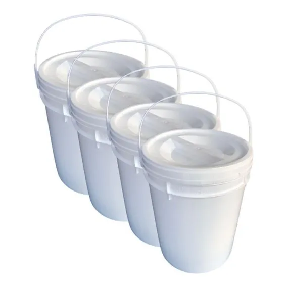 Kit 4 Baldes Plásticos 12l C/ Tampa E Lacre - Branco Foto 1