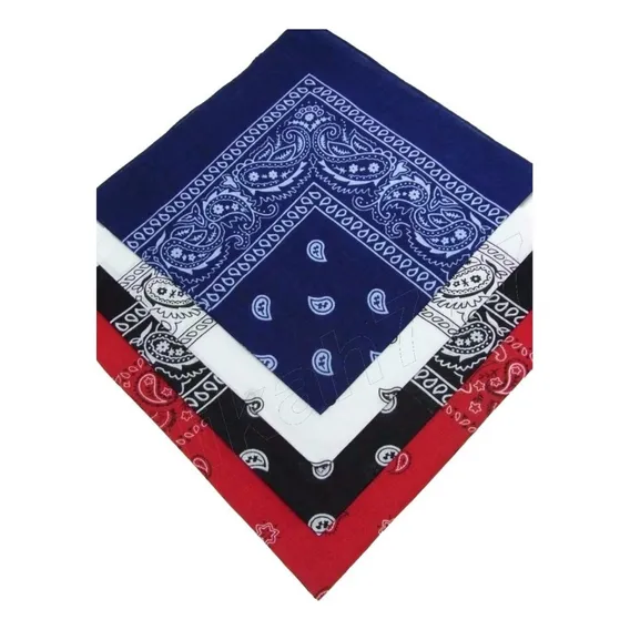 Kit 4 Bandanas Preto/vermelho/branco/azul Escuro Foto 1