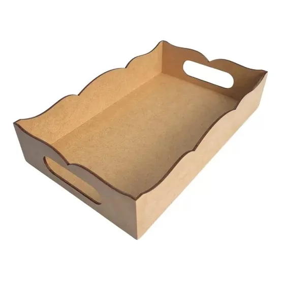 Kit 4 Bandeja Volteada Decoração De Ambiente 31x22x05 Cor Mdf Cru Foto 1