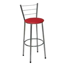 Kit 4 Banquetas Alta Cromada Cozinha Balcão Assento Vermelho Foto mini 2