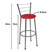 Kit 4 Banquetas Alta Cromada Cozinha Balcão Assento Vermelho Foto mini 4
