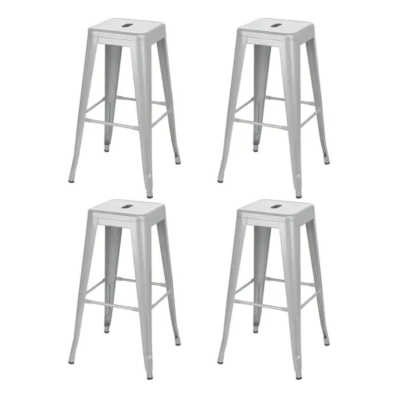 Kit 4 Banquetas Altas Iron Tolix 76 Cm Prata Bancada Cozinha Foto 1