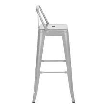 Kit 4 Banquetas Altas Iron Tolix Encosto 76 Cm Prata Bancada Foto mini  3