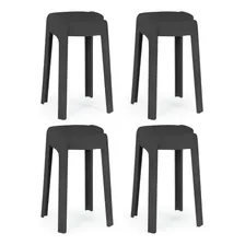Kit 4 Banquetas Multiuso Baixa Empilhável Nordica - Preto Foto  mini 1