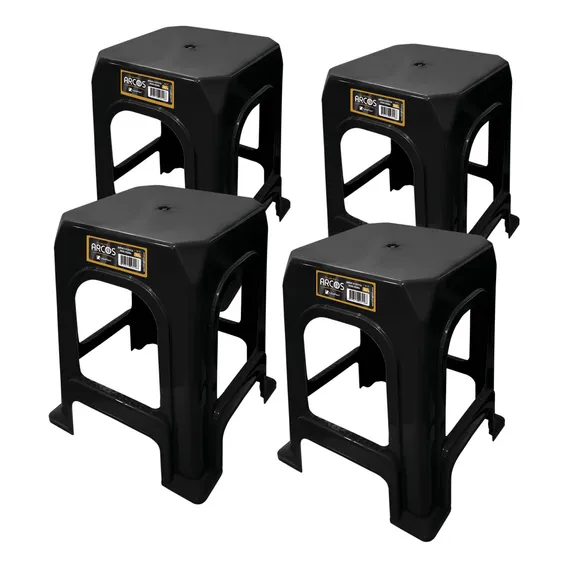 Kit 4 Banquinho Plástico Multiuso Banqueta Suporta Até 182kg Foto 1
