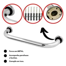 Kit 4 Barras De Apoio 30cm Suporte Para Idosos E Deficientes Cor Prateado Foto mini 4