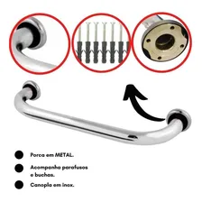 Kit 4 Barras De Apoio 40cm Suporte Para Idosos E Deficientes Cor Prateado Foto mini 4