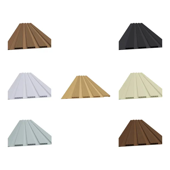 Kit 4 Barras Painel Ripado Pvc 3d Relevo Barra 2,70x0,25 Cor Ipê Foto 1