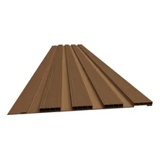 Kit 4 Barras Painel Ripado Pvc 3d Relevo Barra 2,70x0,25 Cor Ipê Foto mini 4