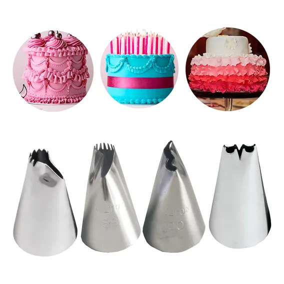 Kit 4 Bicos Wilton Modelo Babado Decoração Bolo Cupcake Inox Foto 1