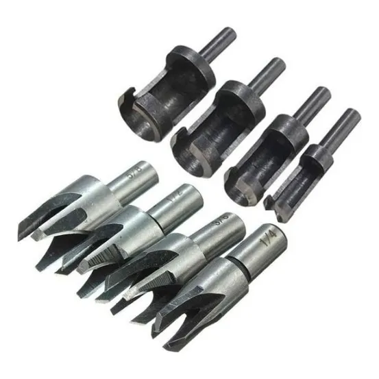 Kit 4 Brocas Cavilhas E 4 Cortadores Tapa Furo P/cavilha Foto 1