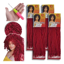 Kit 4 Cabelo Nina Softex 70g Crochet Braid + Agulha Cor Red Foto  mini 1