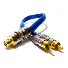 Kit 4 Cabo Rca Y Blindado 2m1f Plug Metal 2 Machos E 1 Fêmea Foto mini 2