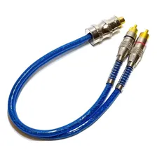 Kit 4 Cabo Rca Y Blindado 2m1f Plug Metal 2 Machos E 1 Fêmea Foto mini 3