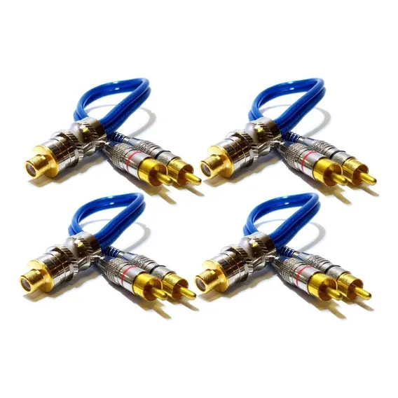Kit 4 Cabo Rca Y Blindado 2m1f Plug Metal 2 Machos E 1 Fêmea Foto 1