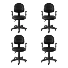 Kit 4 Cadeiras Back System Ergonômica Nr17 Empresa Preto Material Do Estofamento Couro Sintético Foto  mini 1