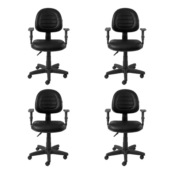 Kit 4 Cadeiras Back System Ergonômica Nr17 Empresa Preto Material Do Estofamento Couro Sintético Foto 1