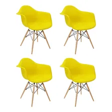 Kit 4 Cadeiras Eames Braço Polipropileno Base Madeira Wt Foto  mini 1