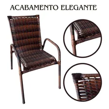 Kit 4 Cadeiras Para Varanda Jardim Area De Lazer Piscina Cor Amêndoa Listras Foto mini 4